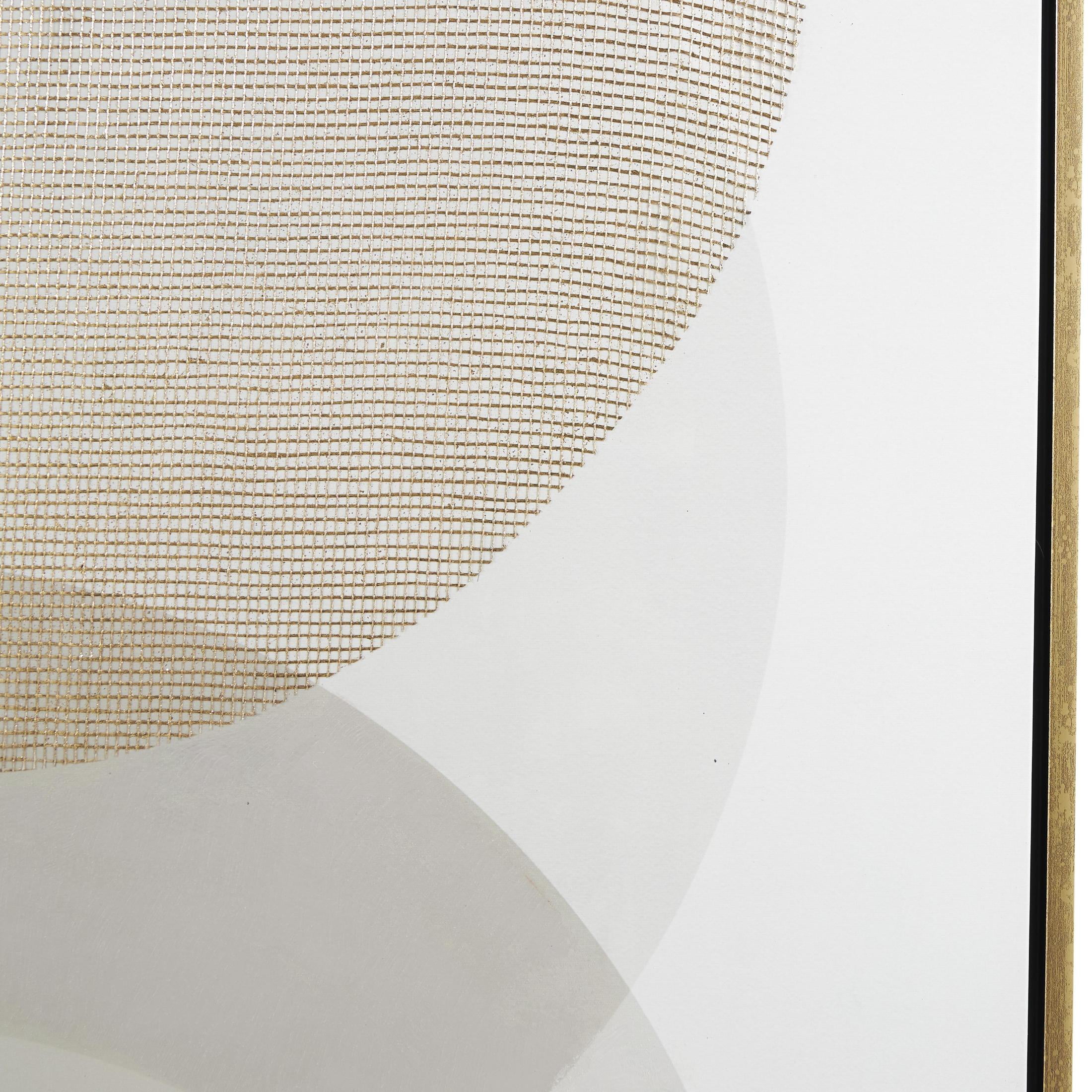 47" x 65" Overlapping Circle Geometric Framed Wall Art with Gold Grid Details, by DecMode