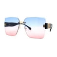 thumbnail image 2 of Womens Beveled Rimless Luxury Fashion Oversize Rectangle Sunglasses Black Gold Blue Red, 2 of 4