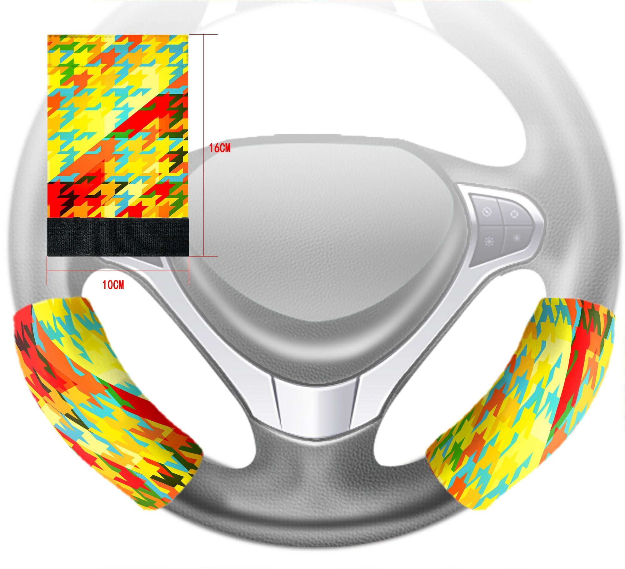 ZKGK Houndstooth Pattern Steering Wheel Cover Hook and Loop Covers For