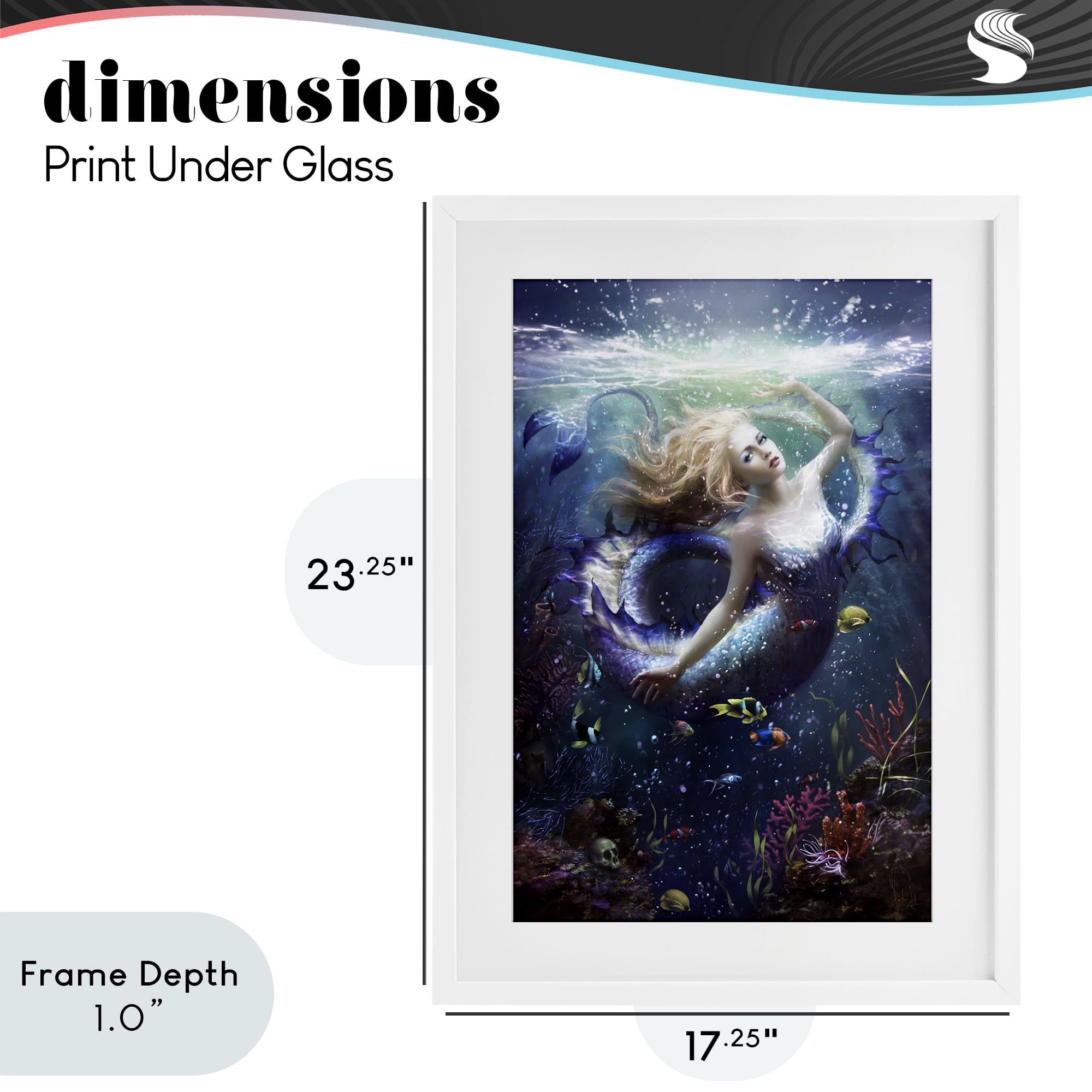 Stupell Industries Deep Sea Mermaid White Framed Print Under Glass, design by Melanie Delon