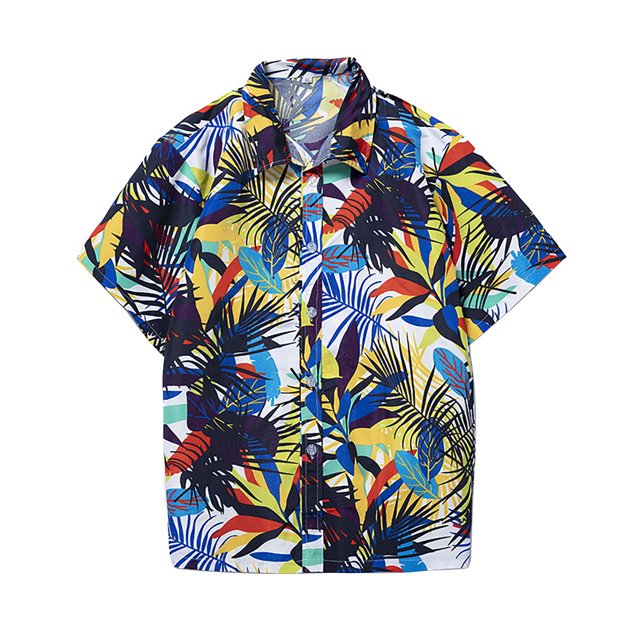 Camisas Para Hombre Manga Larga De AlgodóN Camisetas para hombres Primavera Cuello de los hombres Turndown Manga corta Casual Blusa suelta Camisas impresas (Yellow, 4XL)