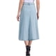 thumbnail image 3 of Falda midi de mezclilla desgastada de cintura alta para mujer INSPIRE CHIC con bolsillos XL azul claro, 3 of 6