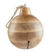 My Texas House Wood Jingle Bell Christmas Hanging Décor in Natural Finish, 10 inch
