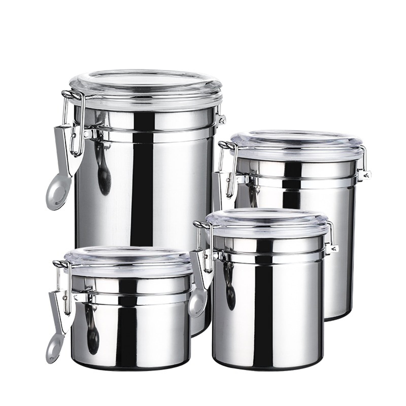 Stainless Steel Airtight Food Storage Container with Locking Lid for Coffee, Tea, and Dry Goods, Set of 4