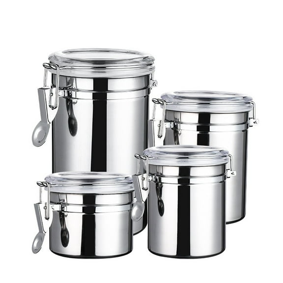Rkxzt Fresh-Keeping Jar Stainless Steel Airtight Food Storage Container with Locking Lid for Coffee Tea Flour Sugar 1.3 Liter Capacity Kitchen