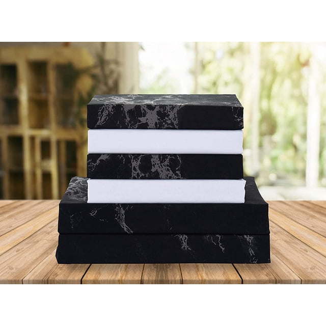 Mocassi Marble Printed 6-Piece Sheet Set, 1500 Thread Count, Breathable and Super Soft Material, Wrinkle Resistant, Fitted Sheets with Smart Pockets, Marble Sheet Set, Full, Black