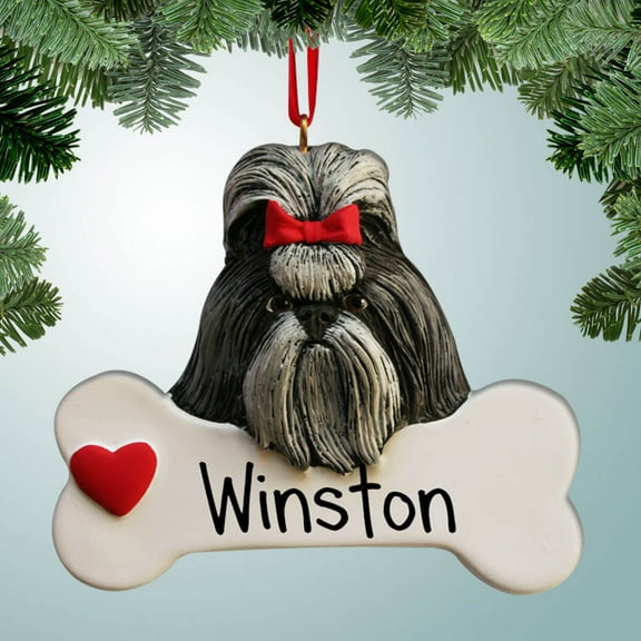 Shih Tzu Dog on Bone - Personalized Christmas Ornament - Perfect Stocking Stuffer - Great Gift Ideas