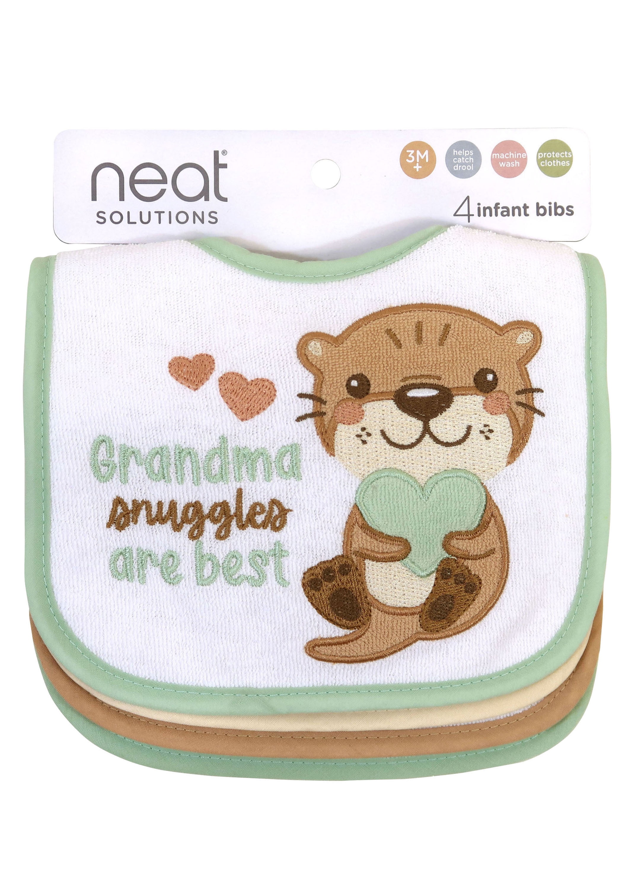 Neat Solutions Infant Unisex Grandma 4 Pack Bib