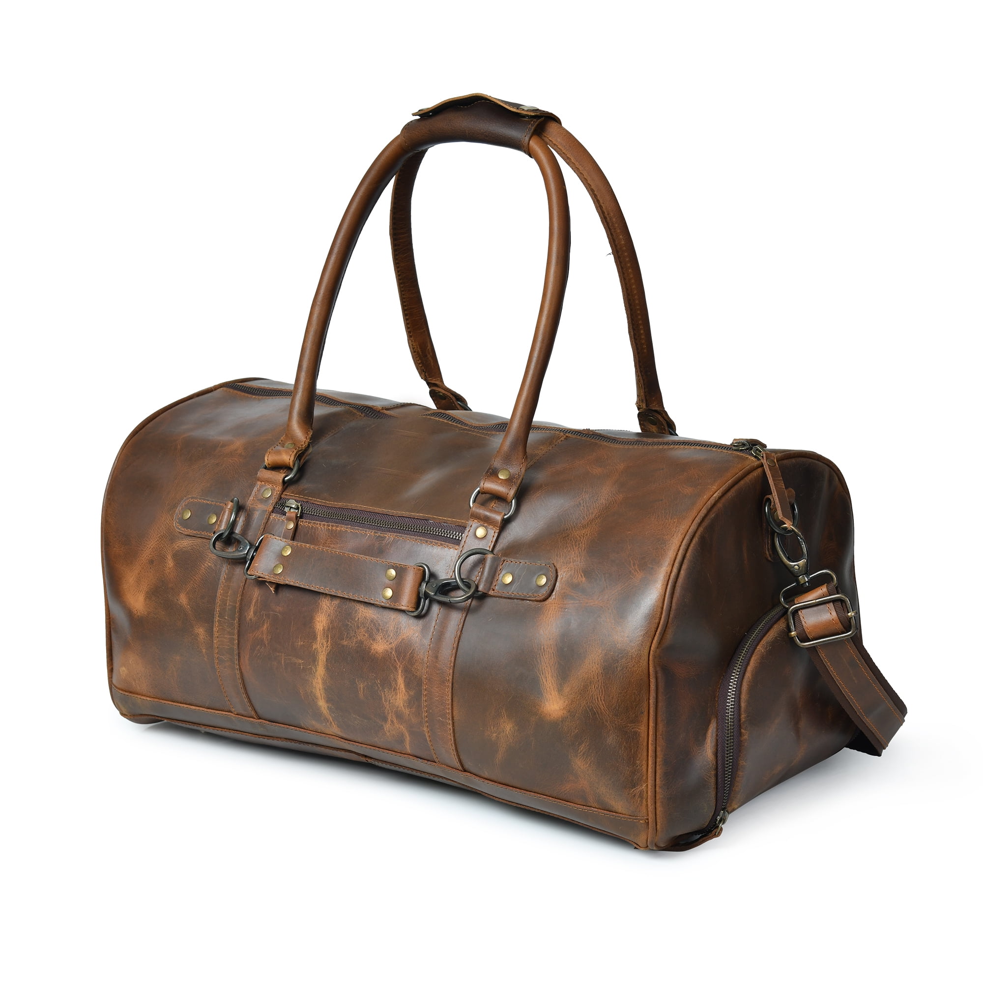 Handmade Top Grain Leather Duffle Bag | Carry On Leather Weekender ...