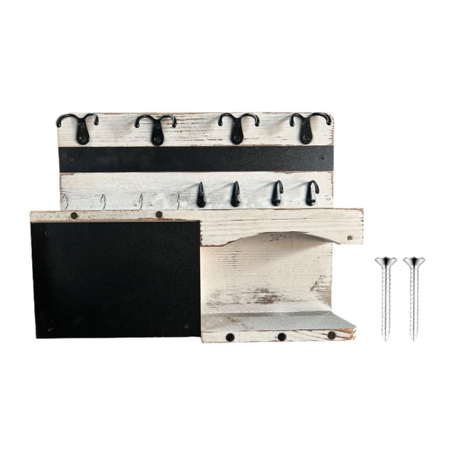 DOLITY Key and Mail Holder Saving Space Wall Mounted for Farmhouse Entryway Kitchen White