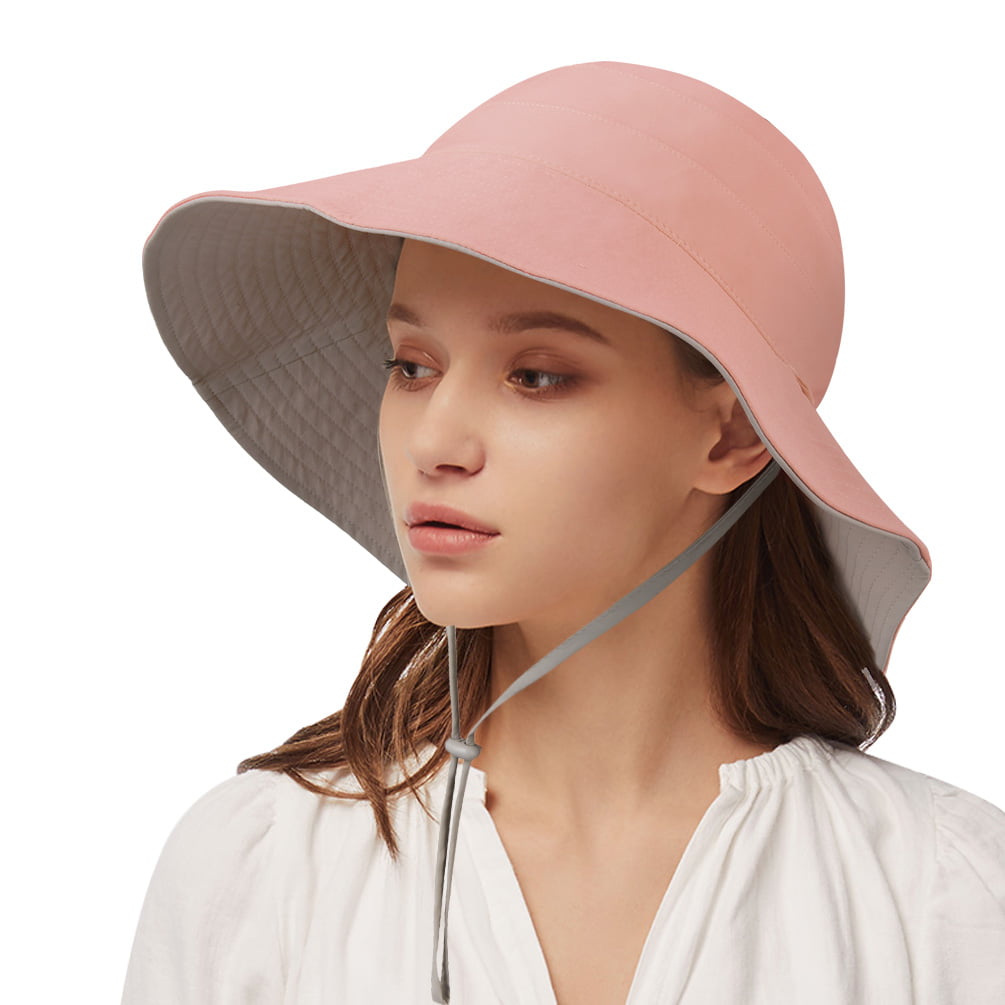 Vbiger - Women's Wide Brim Sun Hat with Adjustable Chin Strap, Double ...