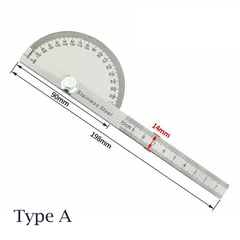 180 Degree Protractor Metal Angle Finder Goniometer Stainless Steel