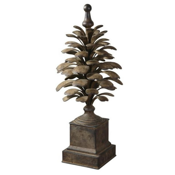 27" Hand and Hand Hammered Pine Cone Finial with Antiqued Finish