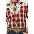 thumbnail image 3 of Roper Mens Long Sleeve Snap Red Plaid Western Shirt With Fancy Curved Yokes Applique On Front Yoke, 3 of 4