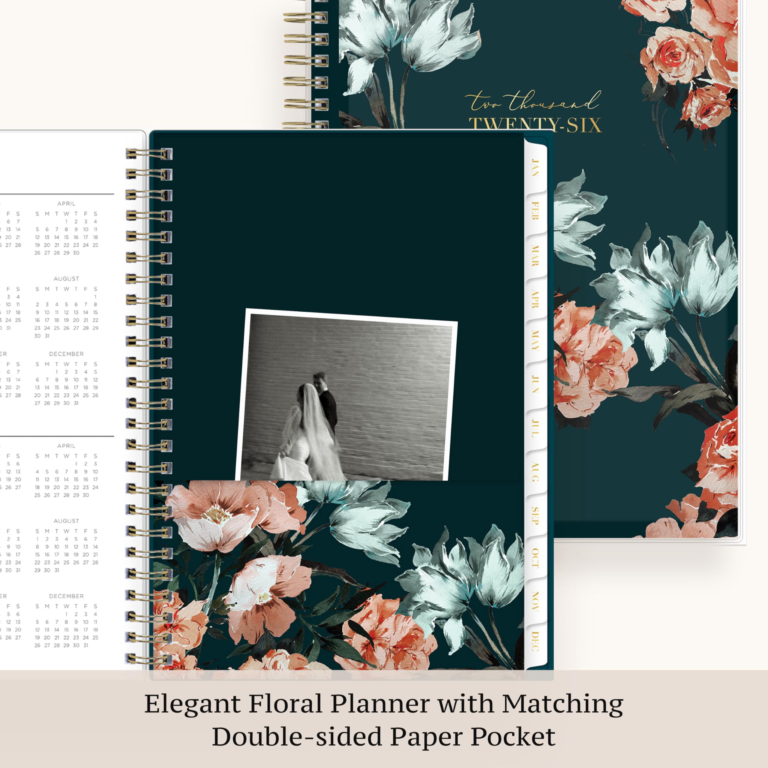 Blue Sky Life Note It 2026 Weekly and Monthly Planner Notes, January 2026 - December 2026, 5.875" x 8.625", Clear Pocket Cover, Wirebound, Storage Pocket, 50 Perforated Notes Sheets, Dania Dark