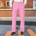 thumbnail image 2 of Zshosam Mens Pants Men's Classic-Fit Expandable-Waist Flat-Front Dress Pant(Pink,XXL), 2 of 4