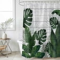 thumbnail image 2 of Small Stall Shower Curtain 36x72 Inch Narrow Half Size Palm Leaves Bath Curtains Bathroom Decor, Tropical Botanical Leaf Summer Wooden Gray Waterproof Fabric Shower Curtain Set with Hooks 36 Inch, 2 of 7