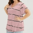 thumbnail image 2 of Womens Fashion Summer Tops 2025 Plus Size Large Leaf Sleeve Printed Short Sleeved V-Neck Top, 2 of 7
