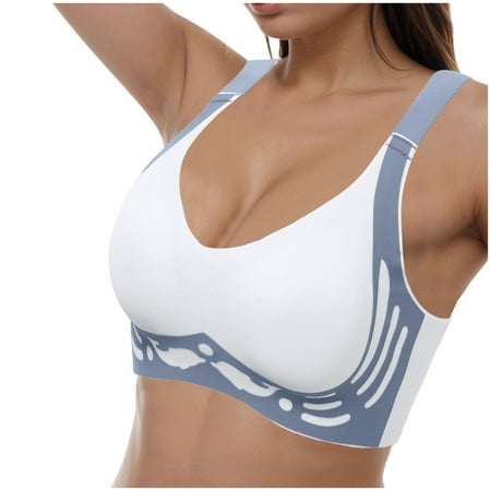 Gvdentm Woman Bra Womens Bra Comfort Powerful Push-up Seamless Bra Smoothing No Underwire Anti Sagging Minimizer Bras for Women Blue M