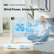 DREO Tower Fans for Home, 32 Standing Floor Fan, 26 Ft/S Bladeless Fan with Remote, 90° Oscillating, 3 Modes, 3 Speeds, LED Display, 8H Timer, 22dB Ultra Quiet Room Fan