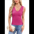 thumbnail image 1 of Camiseta Sin Mangas de Entrenamiento Informal de Verano para Mujer, con Cuello en V, Color Rosa S, 1 of 10