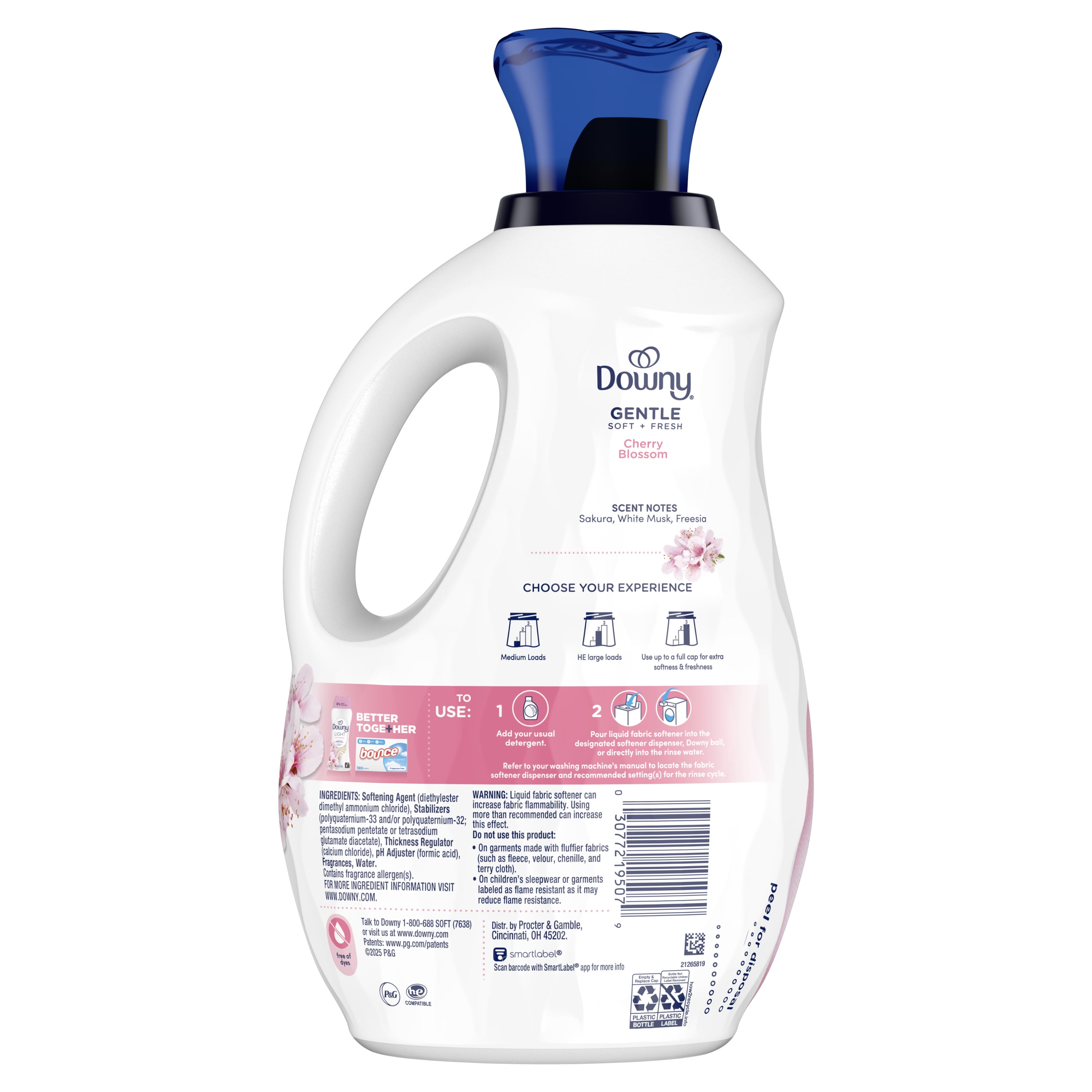 Downy Gentle Soft and Fresh Liquid Fabric Softener, Cherry Blossom Scent, 44 fl oz, 66 Loads