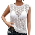 thumbnail image 2 of Yuwull Summer Tops Womens Tops Casual Women'S Casual Solid Color Knitted Sleeveless Crew Neck Tank Short Sleeve Crew Neck Top/Shirt Ladies Tops And Blouses On ClearanceL, 2 of 7
