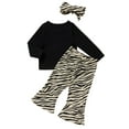 thumbnail image 3 of Xingqing 3Pcs Toddler Baby Girls Fall Clothes Letter Long Sleeve T-Shirt + Zebra Pattern Pants + Headband Set, 3 of 9