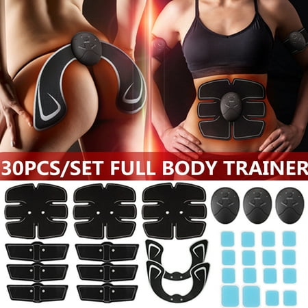 30PCS/Set Upgrade Full Bodybuilding Trainer, ABS Abdominal / Back / Arm Leg Muscle Training, Hip Lifter Buttocks Enhancer Toner Toning  Pefect Body Shape with Replacement Gel (Best Legal Muscle Enhancer)