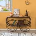 thumbnail image 6 of Vintiquewise QI003898 31 x 51 x 19 in. Two Tier Wagon Style Industrial Wooden & Metal Side Table with Big Wheels, Brown, 6 of 8