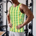 thumbnail image 5 of KLL yellow and green houndstooth Print Men's Muscle Gym Workout Stringer Tank Tops Bodybuilding Fitness T-Shirts Tank Tops Men-4X-Large, 5 of 7