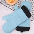 thumbnail image 2 of Thickened Silicone Oven Mitts, Heat Resistant Up To High Temperatures, Water Resistant, Padded Interior For Comfort, Non-Slip Grip To Prevent Accidental Slipping, 2 Pairs Of Oven, 2 of 4