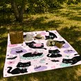 thumbnail image 6 of Black Cat Portrait Bright Feline Artwork Playful Graphic Style Cat Lovers Whimsical Feline Motif Warm Flannel Blanket, Pet Adoption Gift for Living Room and Bedroom Home Decor, 6 of 7