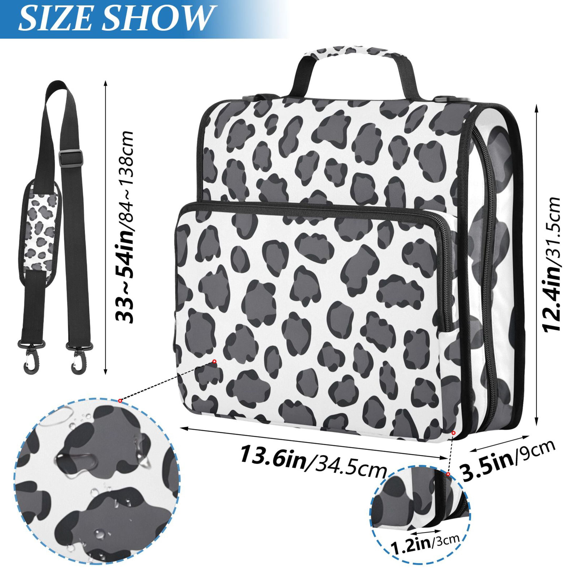 ALAZA Zipper Binder Gray Leopard 3 Ring Trapper Keeper File Folder Organizer Bag