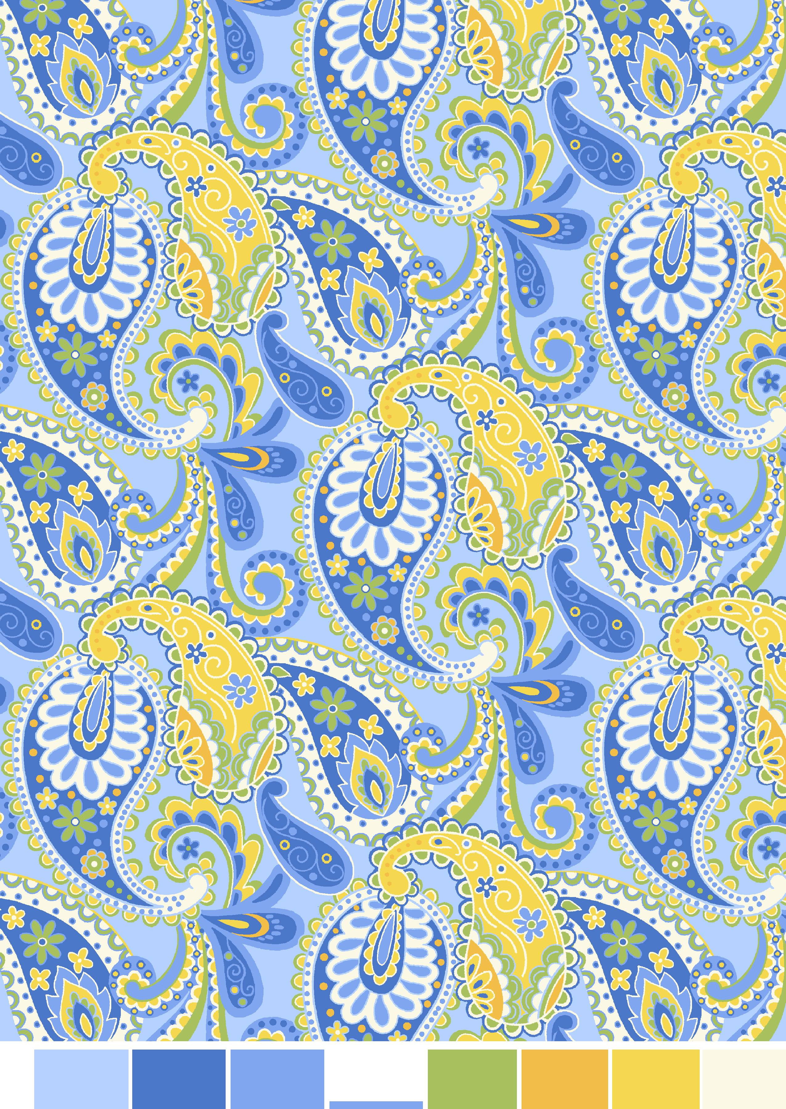RTC Fabrics 100 Cotton 44" Width Paisley Provence Blue Print Fabric by