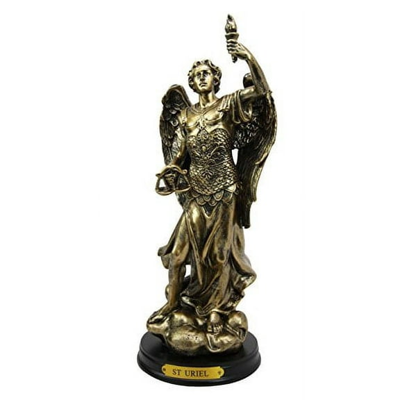 8.75" Tall Catholic Church Saint Archangel Uriel With Holy Spirit Torch Decorative Figurine