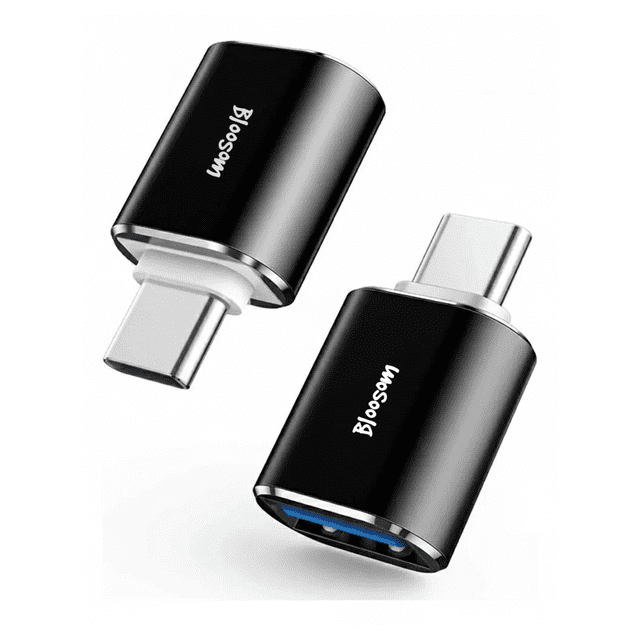 Adaptador Otg Bloosom Usb Tipo C A Usb 3.0 5gbps 2 Piezas Led Negro