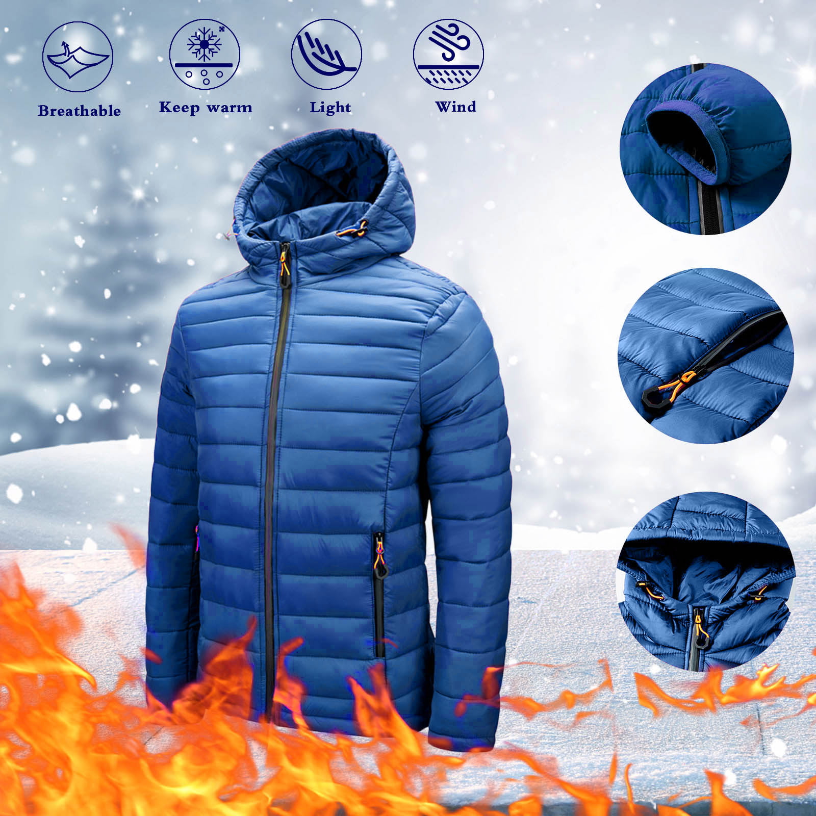 Rokka&Rolla Men's Heavy Puffer Jacket Winter Bubble Coat with Thermal Heat  Reflective Lining at  Men's Clothing store