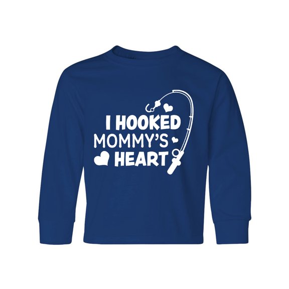 Inktastic I Hooked Mommy's Heart with Fishing Rod Long Sleeve Youth T-Shirt