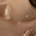 thumbnail image 4 of Turandoss 14K White Gold Plated Dainty Tiny Sideway Cross Choker Pendant Necklace for Women Simple Jewelry Trendy Personalizedt First Communion Christian Religious Gifts for Her Girls, 4 of 7