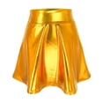 thumbnail image 4 of BiZtdJrK Metallic Pleated Short Skirts for Women Flared High Waist A Line Mini Skirts Fashion Clubwear Party Summer Skirt Yellow S, 4 of 6