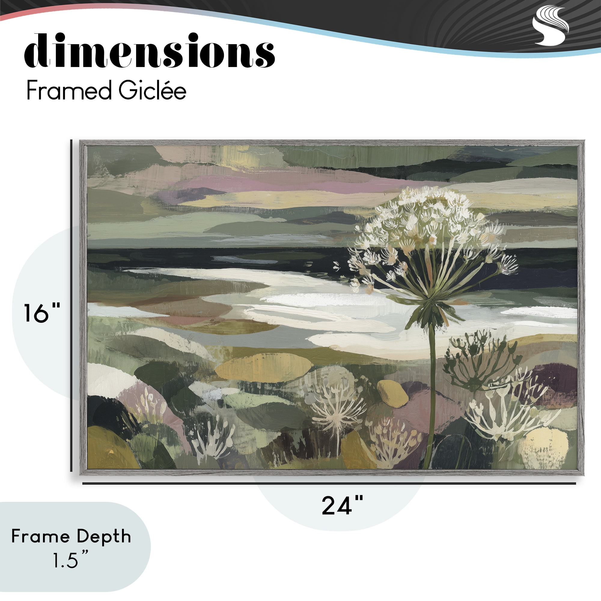 Stupell Industries Dandelion in Misty Meadow Gray Framed Giclee Art, design by Chromatic Storm Studio