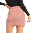 thumbnail image 5 of Womens High Waist Suede Fall Skirts Side Split Bodycon Short Zipper A Line Corduroy Mini Skirt - Women Fall Winter Plain Faux Suede Skirt - Casual Skirts Trendy Womens Skirts 2026 Pink XL, 5 of 6