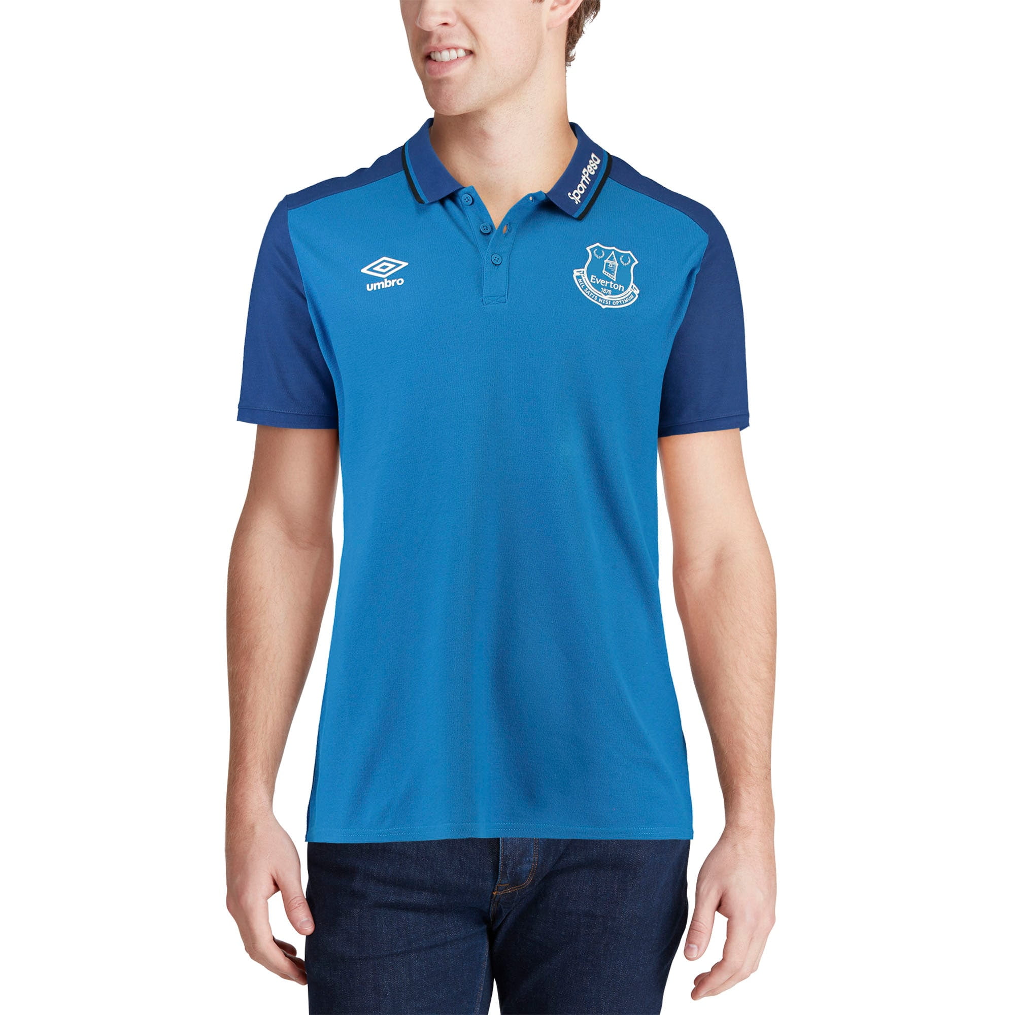 Cotton//Poly Training Polo Shirt Umbro Mens Premier League Everton F.C Skydiver Blue//Sodalite Blue