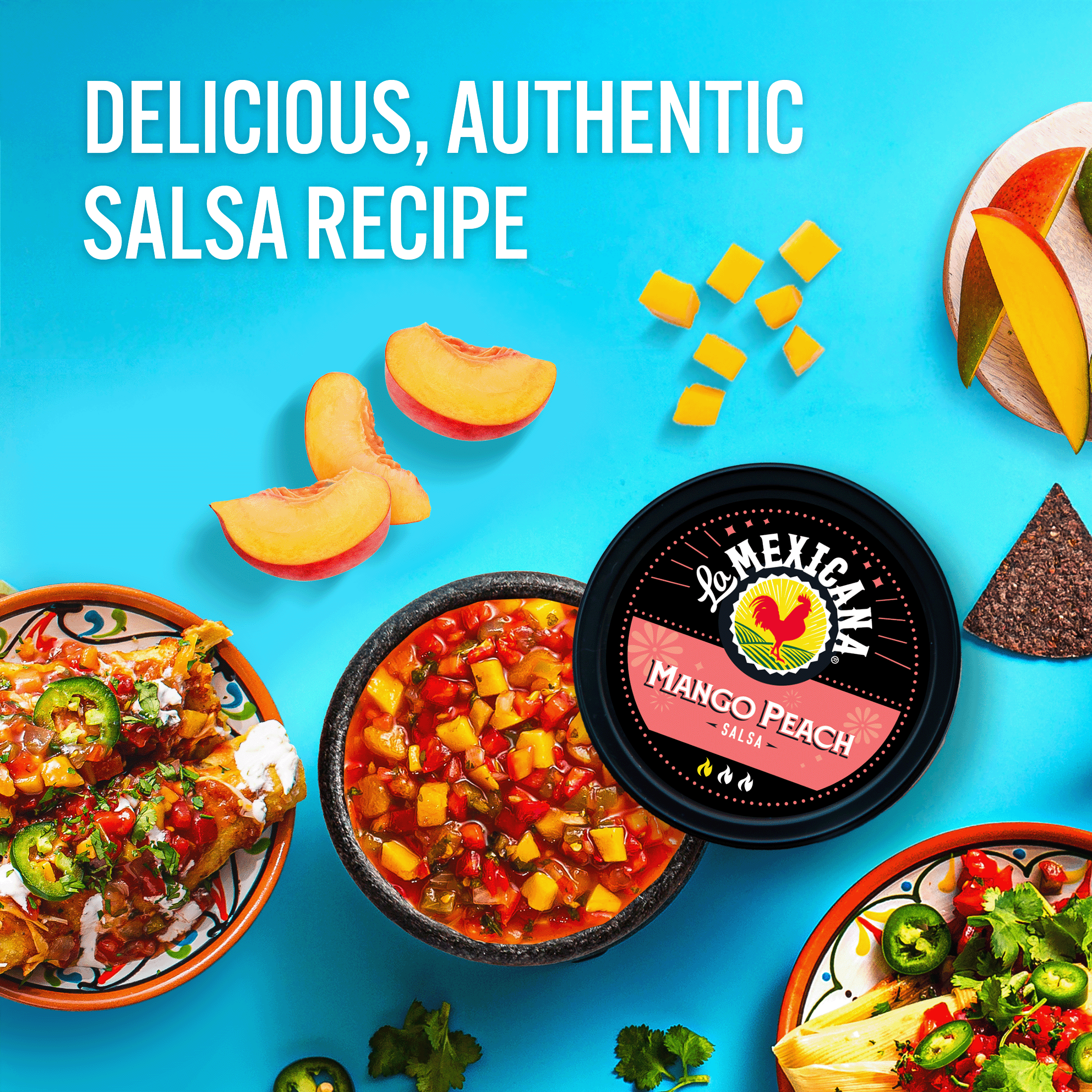 La Mexicana Salsa Mango Peach, 16 oz, Refrigerated