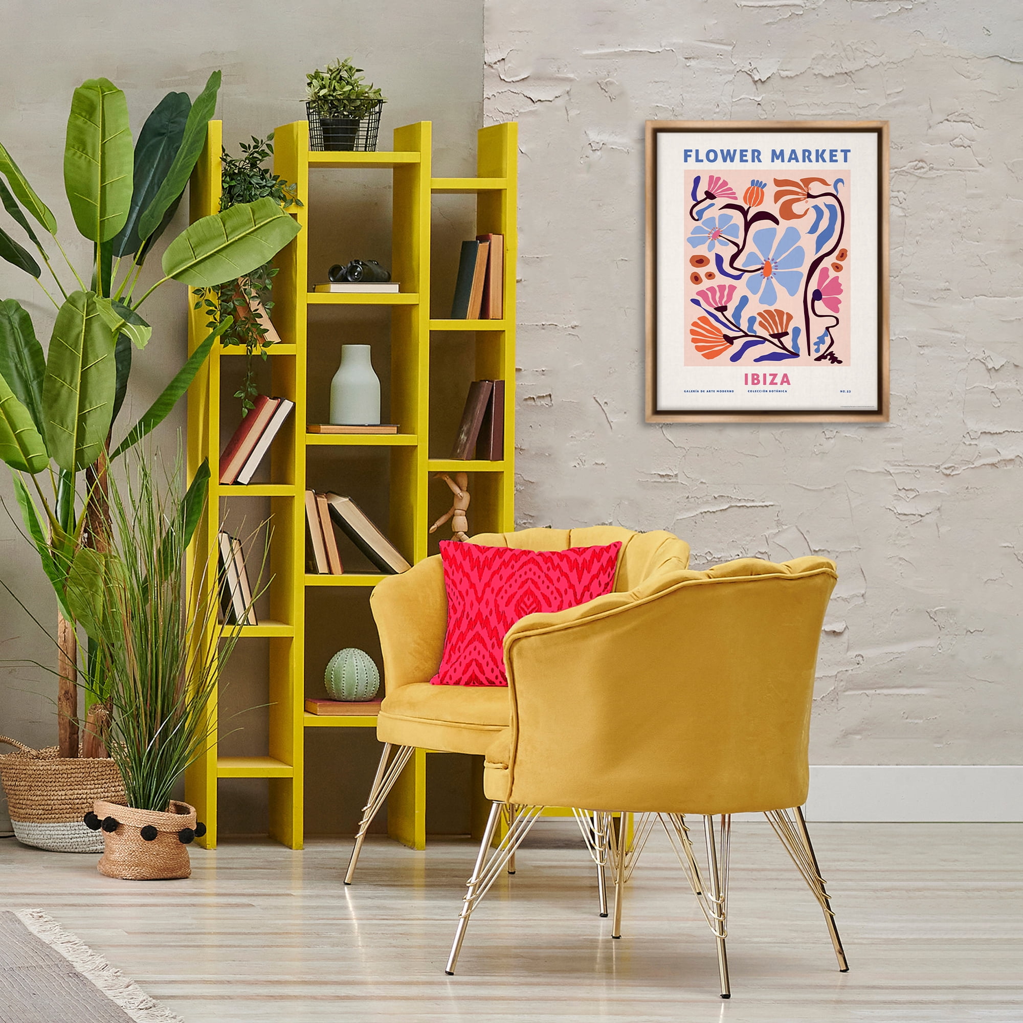 Stupell Industries Ibiza Flower Market Plants & Flowers Painting Brown Floater Framed Canvas Art Print Wall Art, 17 x 21