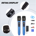 thumbnail image 4 of Wireless One-to-Two Home Microphone 6.35 Interface Professional Handheld Microphone for KTV Performance Stage Blue, 4 of 5