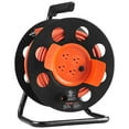 thumbnail image 1 of VEVOR Enrouleur de Rallonge, 100 Pi, avec 4 Prises et Cache-Poussière, Cordon d'Alimentation Robuste 14 AWG SJTOW, Enrouleur de Cordon Manuel avec Poignée Portable et Disjoncteur, 1 of 9