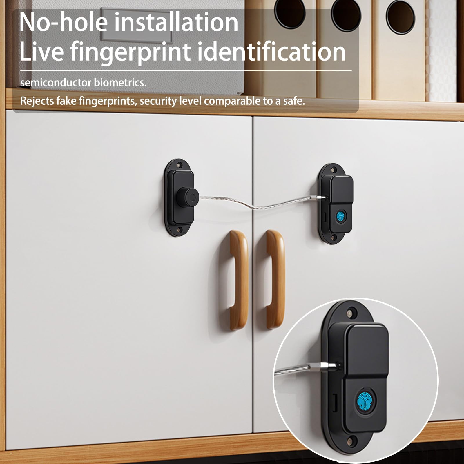 Fingerprint Fridge Lock, Refrigerator Lock with Fingerprint, for Fridge, Cabinet Locks, Drawers, Dishwasher, Toilet and Cabinet Locks Baby Proofing, (Black)