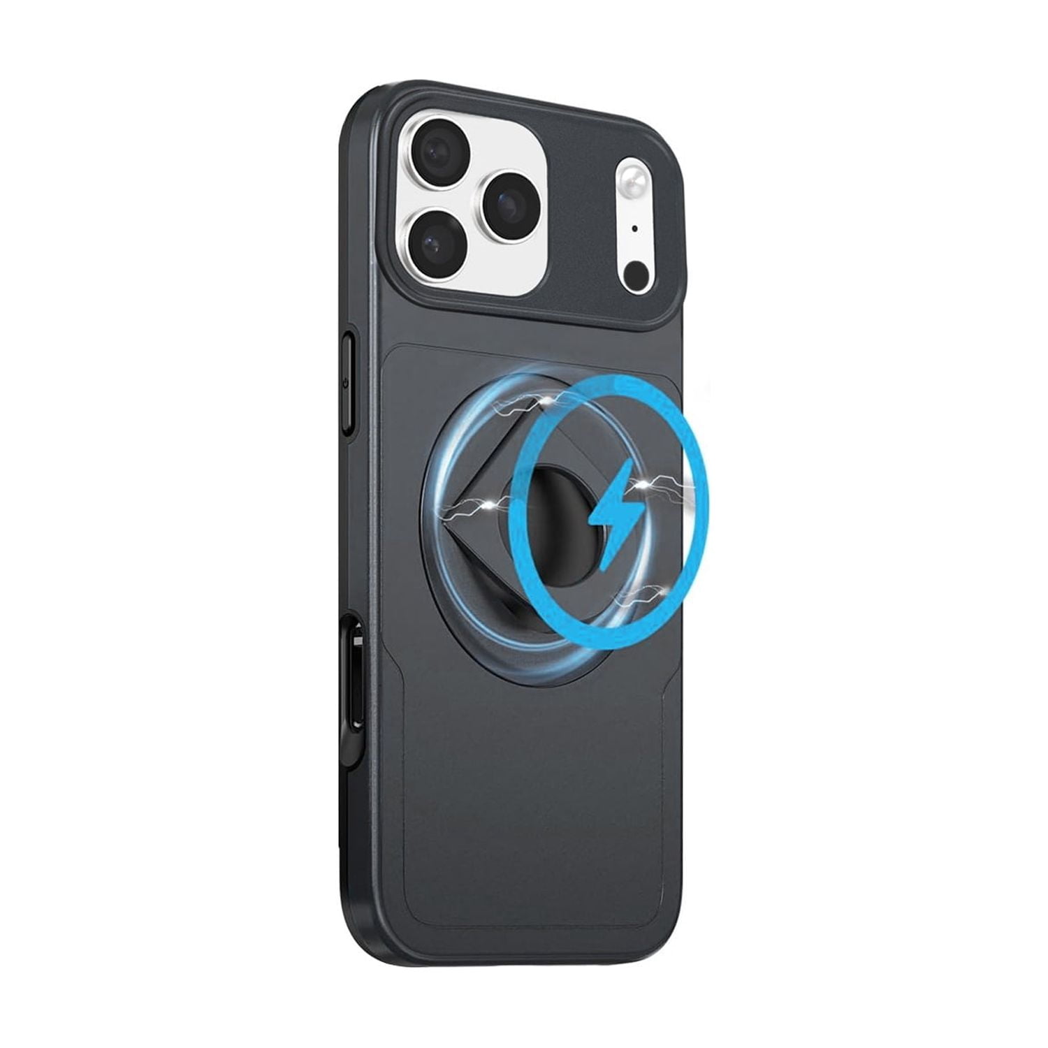 Ring Stand Case & Camera Lens Sliding Cover for iPhone 17 Pro Max - Black